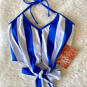 Sm Kortni Jeane Navy stripe Tied-up Top